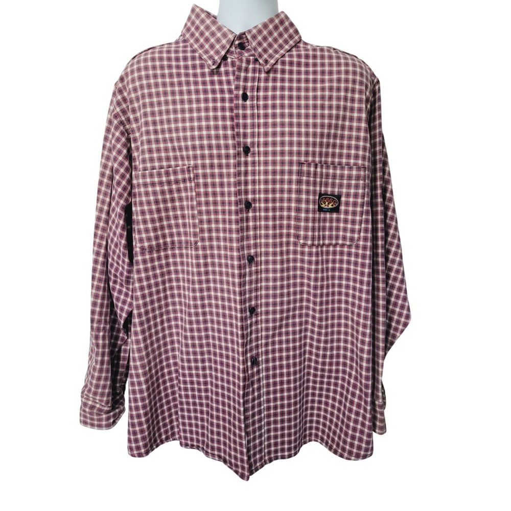 Rasco FR HRC2 Shirt 3XL Red Plaid Flame Resistant Button Down Heavy Cotton